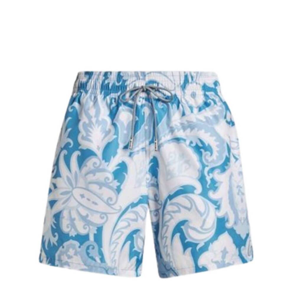 NEW ETRO men's patterned swim trunks in blue mix